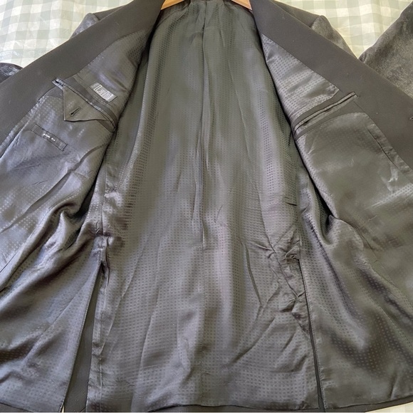 Pal zileri Lab black blazer slim fit wool blend bi-material shinny sleeve siz 54 - Picture 9 of 16